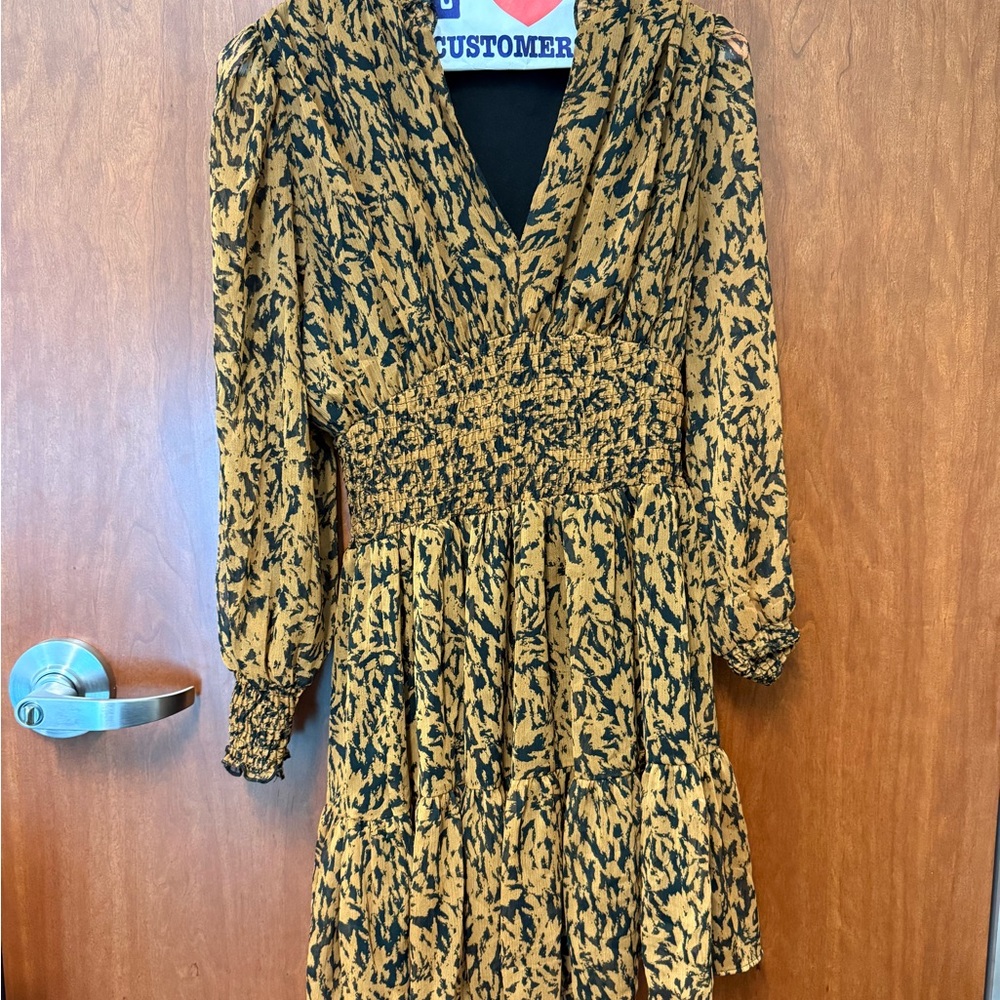 Zara Black and Gold Long Sleeve Dress